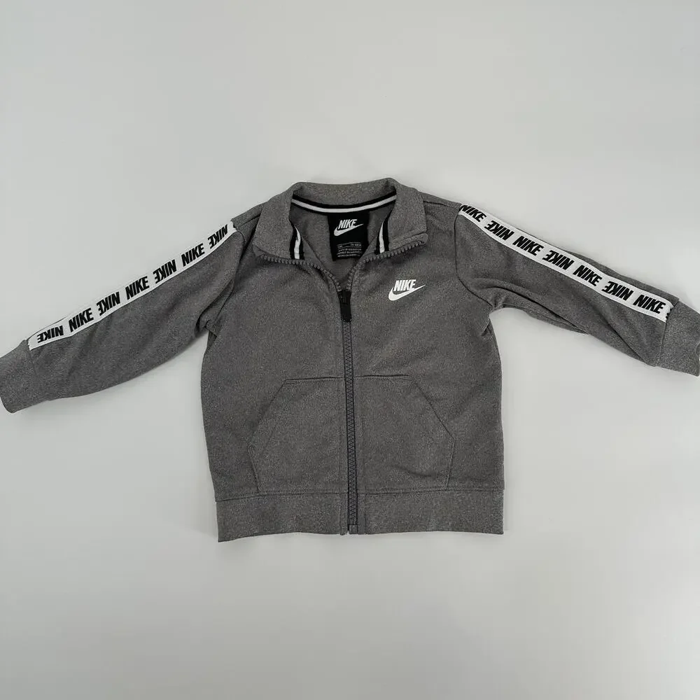 Nike Baby Grey Track Jacket Logo Stripe Pockets Infant Boys 12 Months